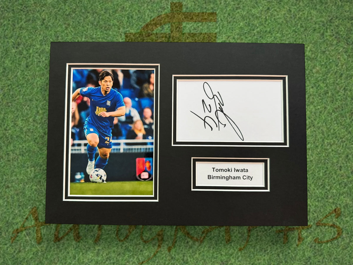 Tomoki Iwata Signed A4 White Card Mount - Birmingham City