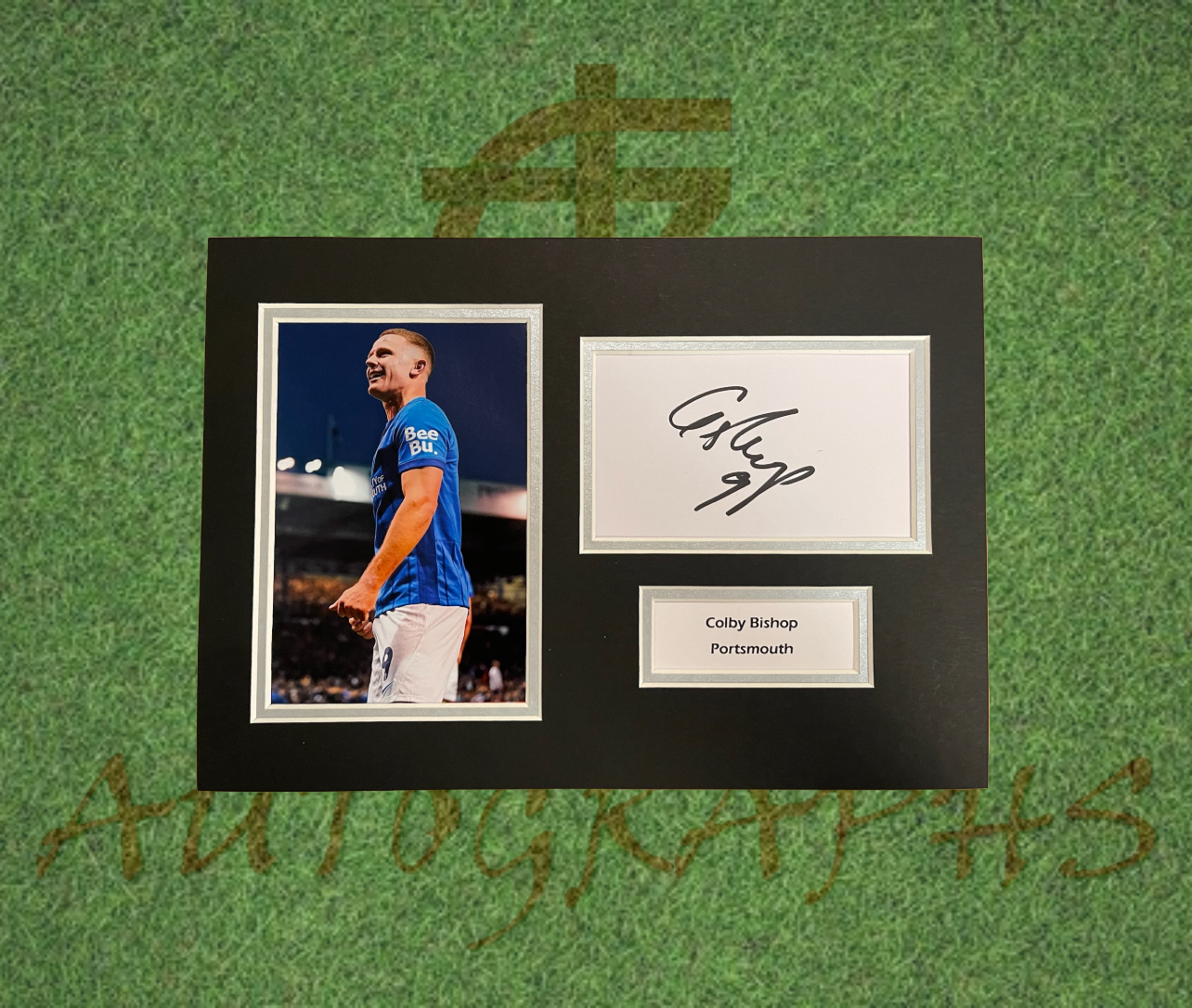 Colby Bishop Portsmouth Football Club Signed Presentation Mount Display