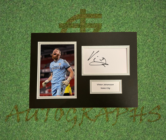 Viktor Johansson Stoke City Football Club Signed Presentation Mount Display