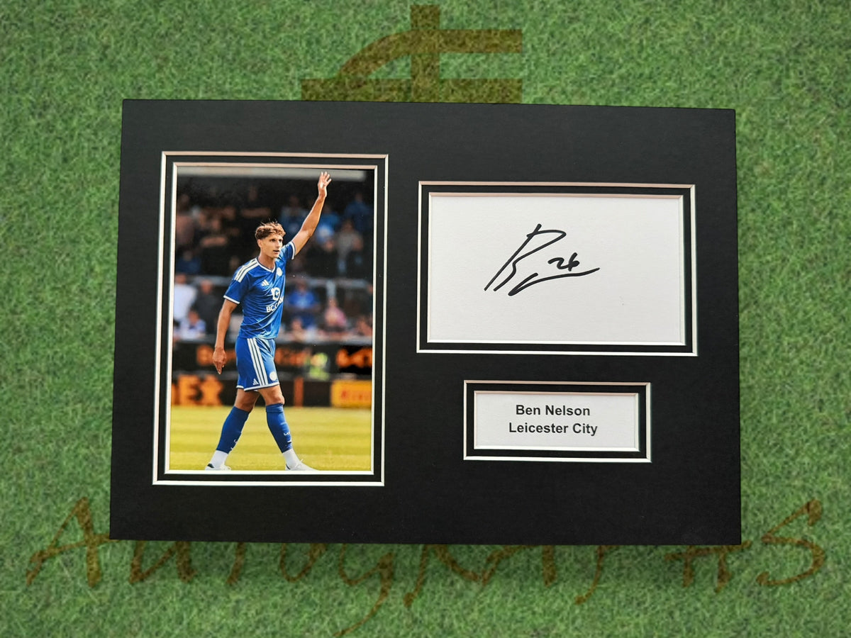 Ben Nelson Signed A4 White Card Mount - Leicester City