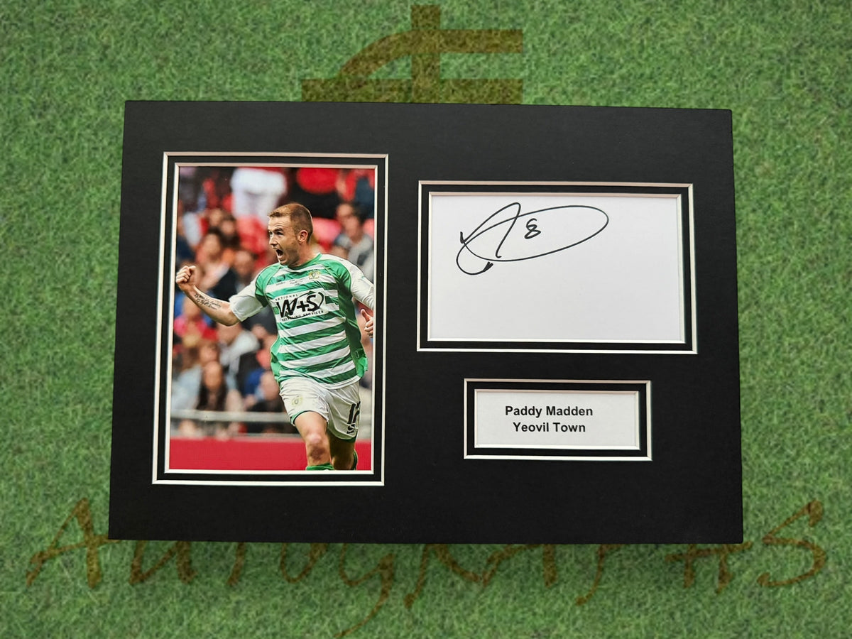 Paddy Madden Signed A4 White Card Mount - Yeovil Town