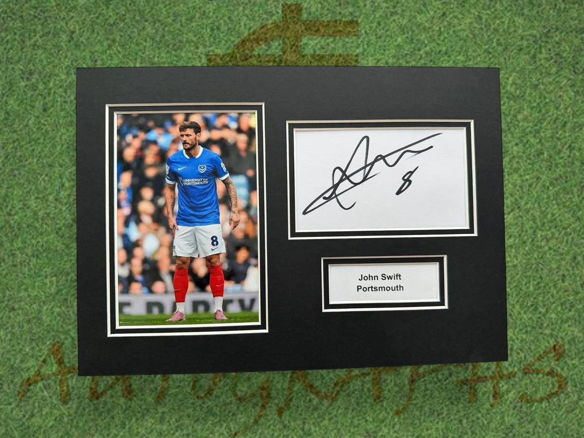 John Swift Signed A4 White Card Mount - Portsmouth