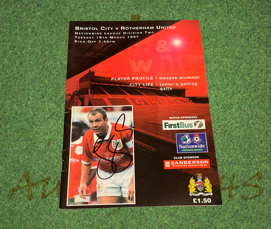 Gary Owers Signed Bristol City Football Club Programme