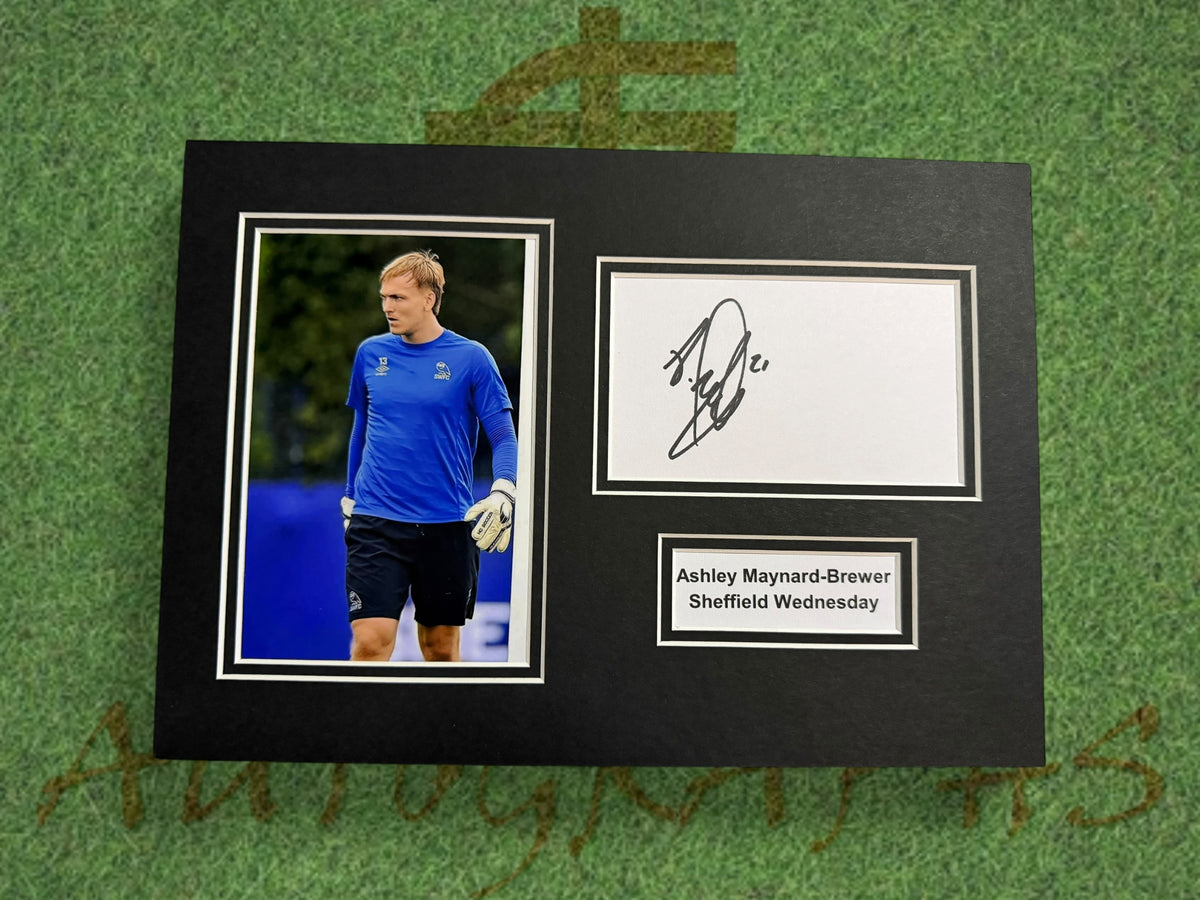 Ashley Maynard-Brewer Signed A4 White Card Mount - Sheffield Wednesday