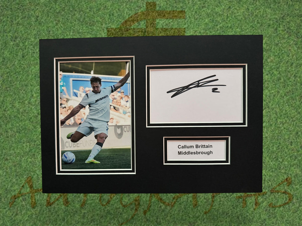 Callum Brittain Signed A4 White Card Mount - Middlesbrough