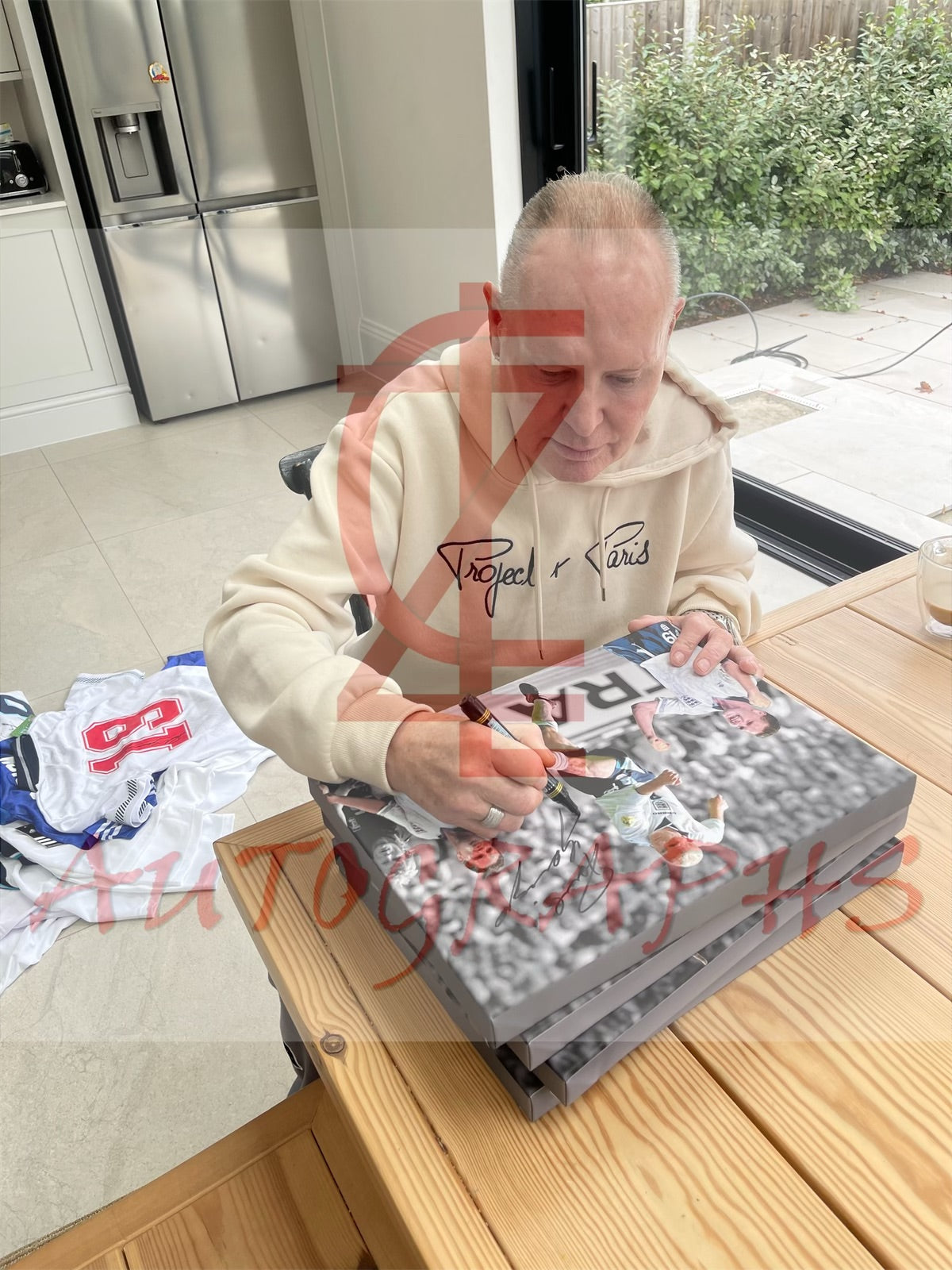 Paul Gascoigne Signed England Football Canvas Montage 16x12