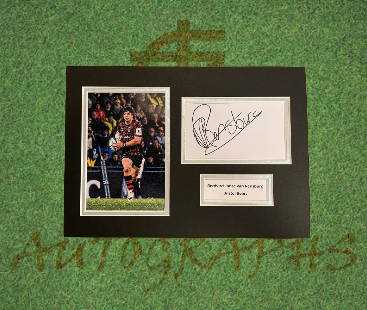 Benhard Janse Van Rensburg Bristol Bears Rugby Signed Presentation Mount Display
