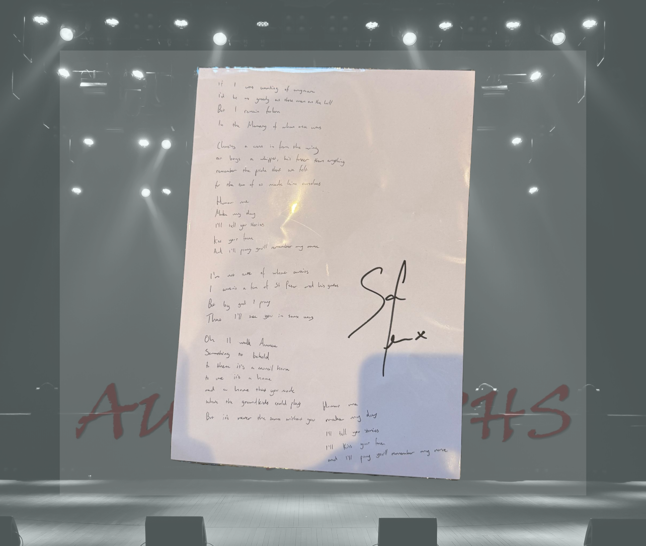 Sam Fender Signed A4 Lyric Sheet Remember My Name