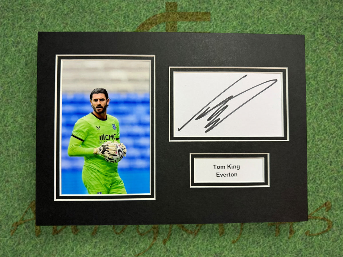 Tom King Signed A4 White Card Mount - Everton