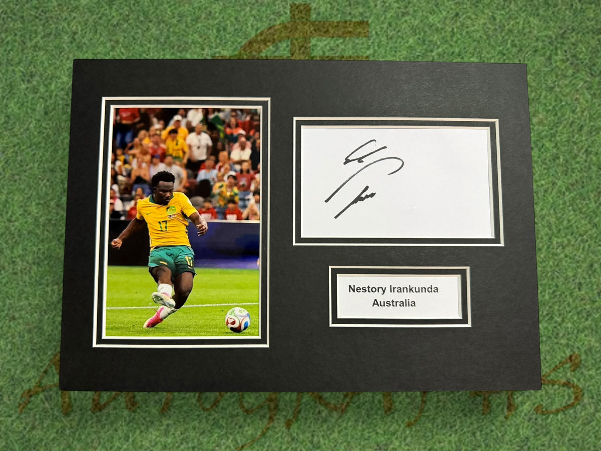 Nestory Irankunda Signed A4 White Card Mount - Australia