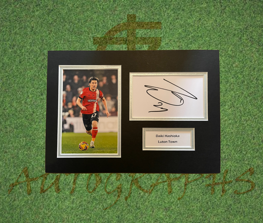 Daiki Hashioka Luton Town Football Club Signed Presentation Mount Display