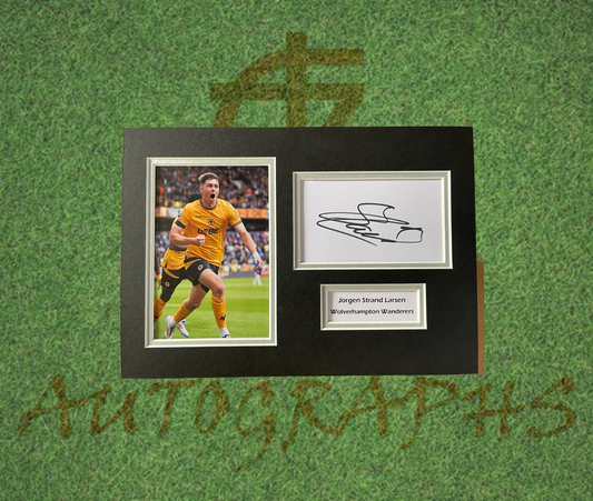Jorgen Strand Larsen Wolverhampton Wanderers Football Club Signed Presentation Mount Display