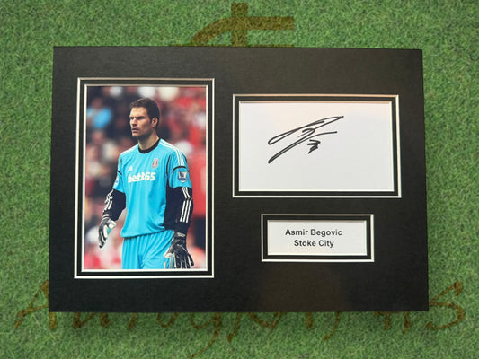 Asmir Begovic Signed A4 White Card Mount - Stoke City