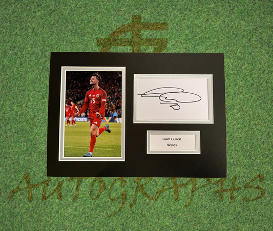 Liam Cullen Wales Football Signed Presentation Mount Display