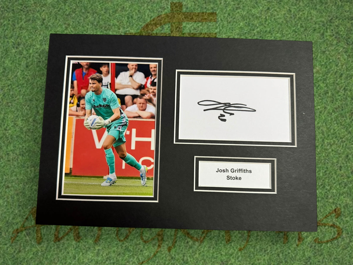 Josh Griffiths Signed A4 White Card Mount - Stoke