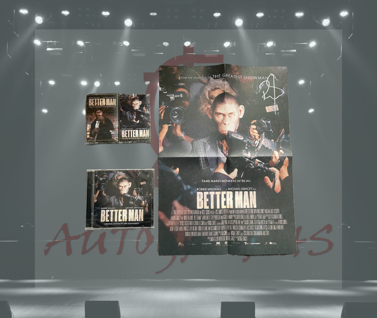 Robbie Williams Signed Better Man Poster, CD & Cassette
