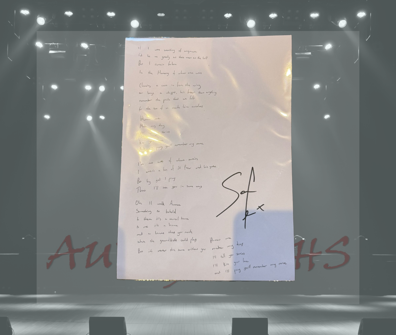 Sam Fender Signed A4 Lyric Sheet Remember My Name