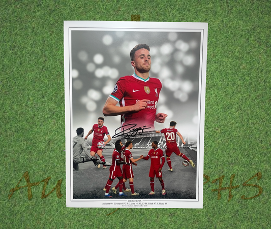 Diogo Jota Signed 16x12 Liverpool Football Club Photo