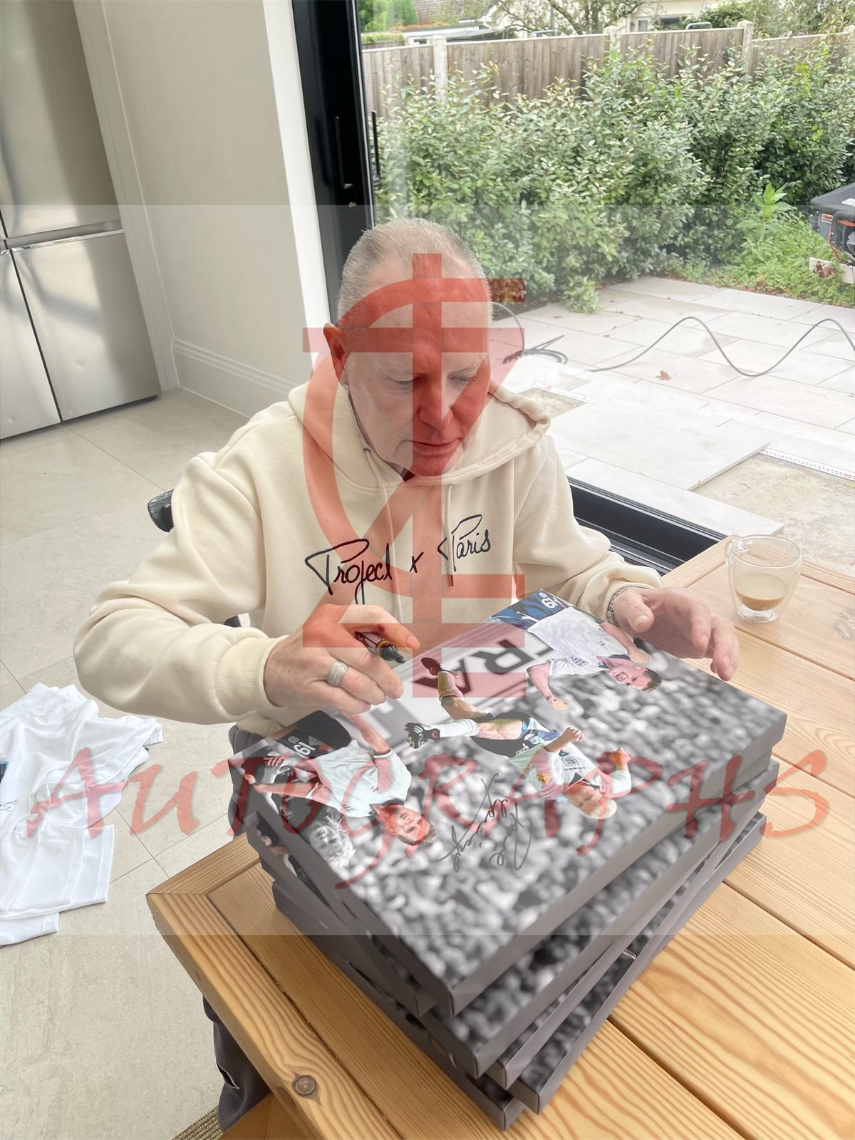 Paul Gascoigne Signed England Football Canvas Montage 16x12