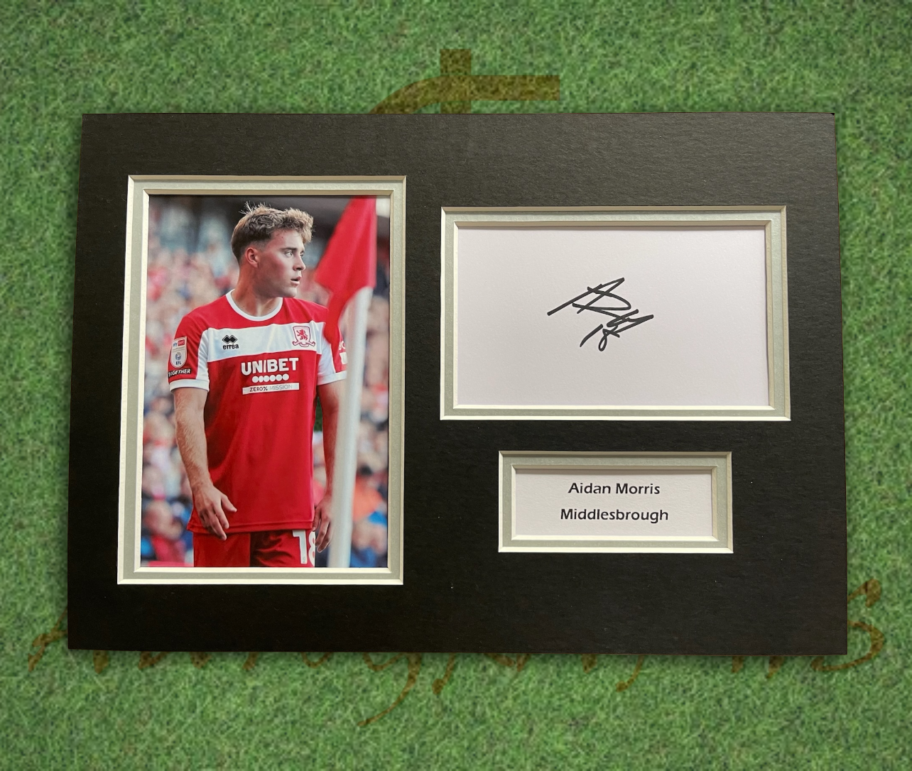 Aidan Morris Middlesbrough Football Club Signed Presentation Mount Display-Signed Presentation Display-ZCL Autographs-ZCL Autographs