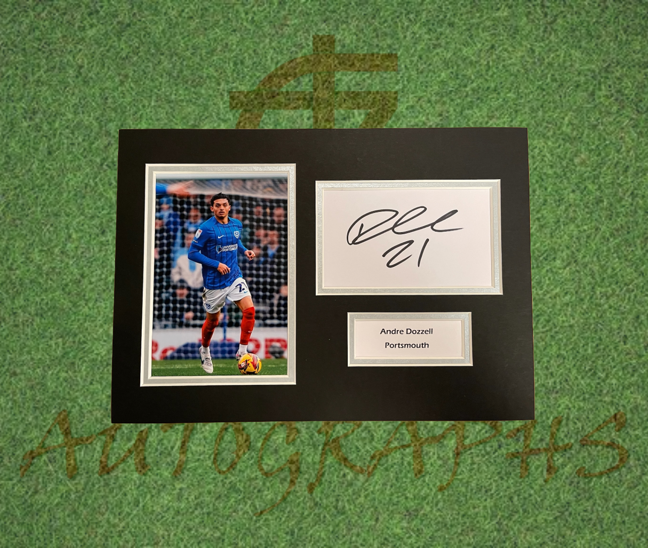 Andre Dozzell Portsmouth Football Club Signed Presentation Mount Displayl-Signed Presentation Display-ZCL Autographs-ZCL Autographs