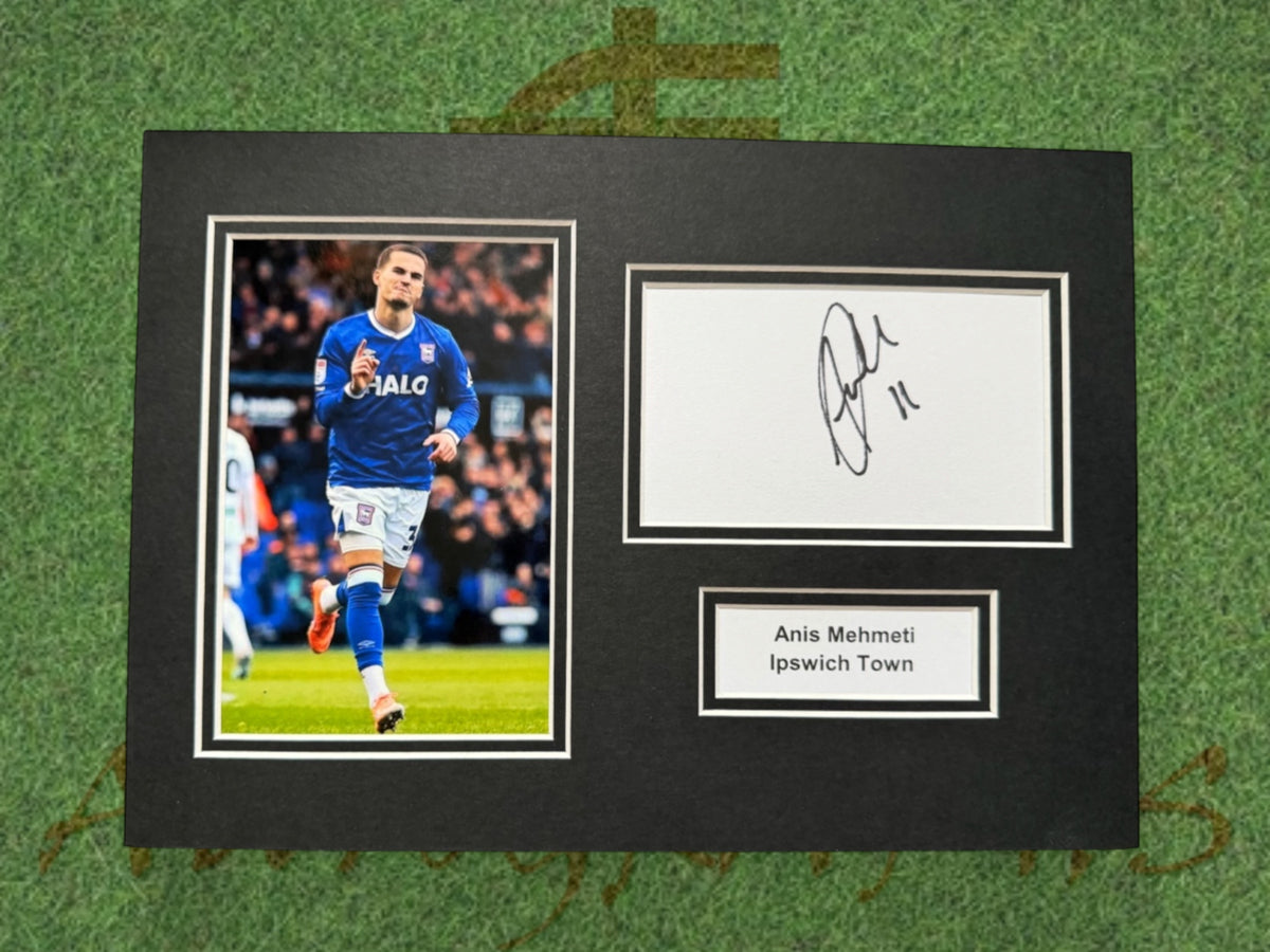 Anis Mehmeti Ipswich Town Signed Presentation Mount Display-ZCL Autographs