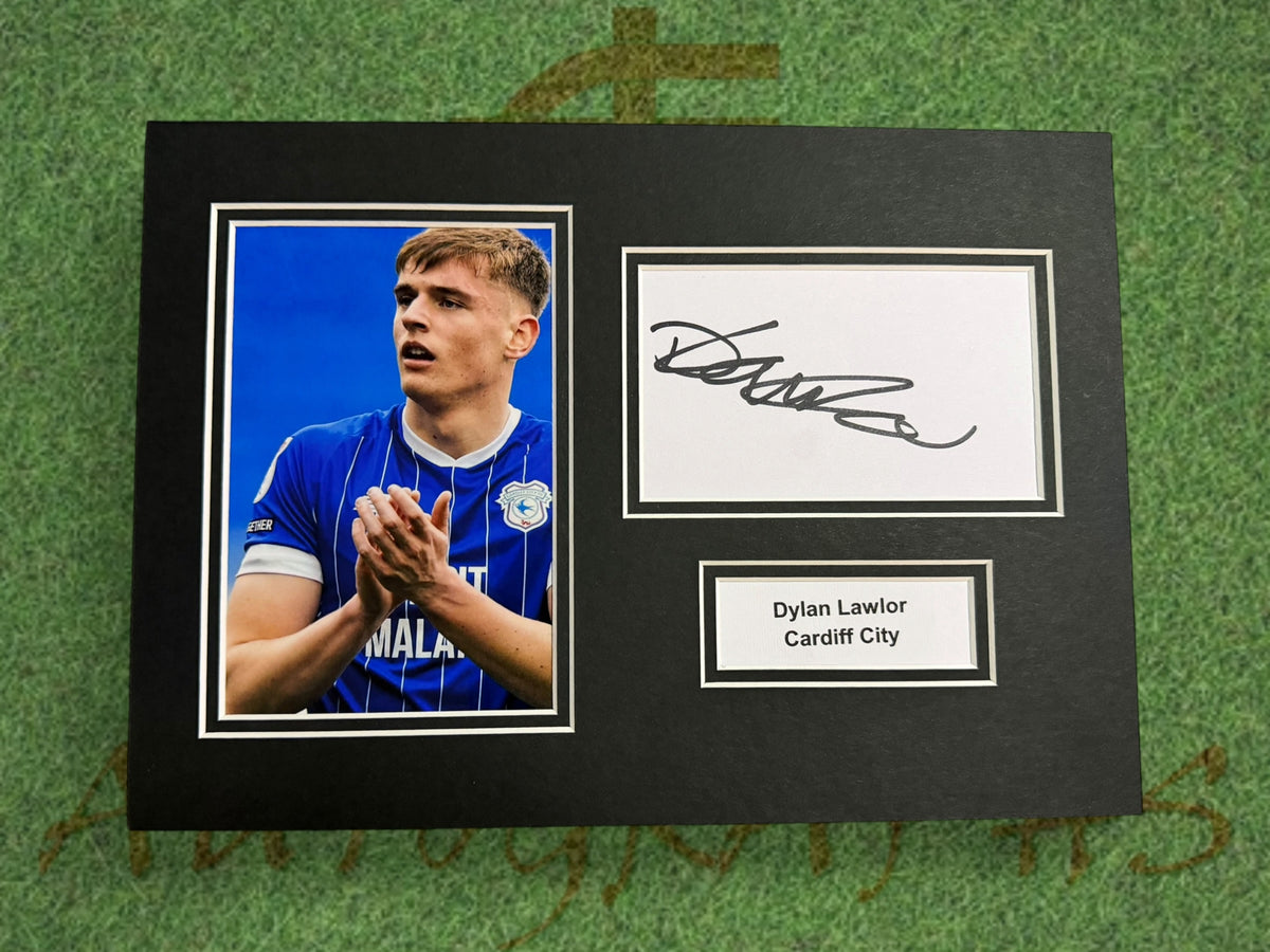Dylan Lawlor Signed A4 White Card Mount - Cardiff City