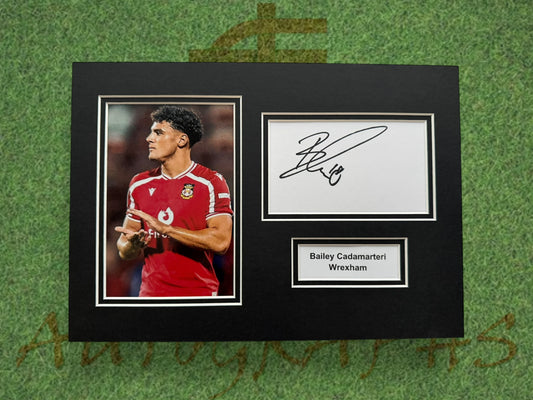 Bailey Cadamarteri Signed A4 White Card Mount - Wrexham-ZCL Autographs