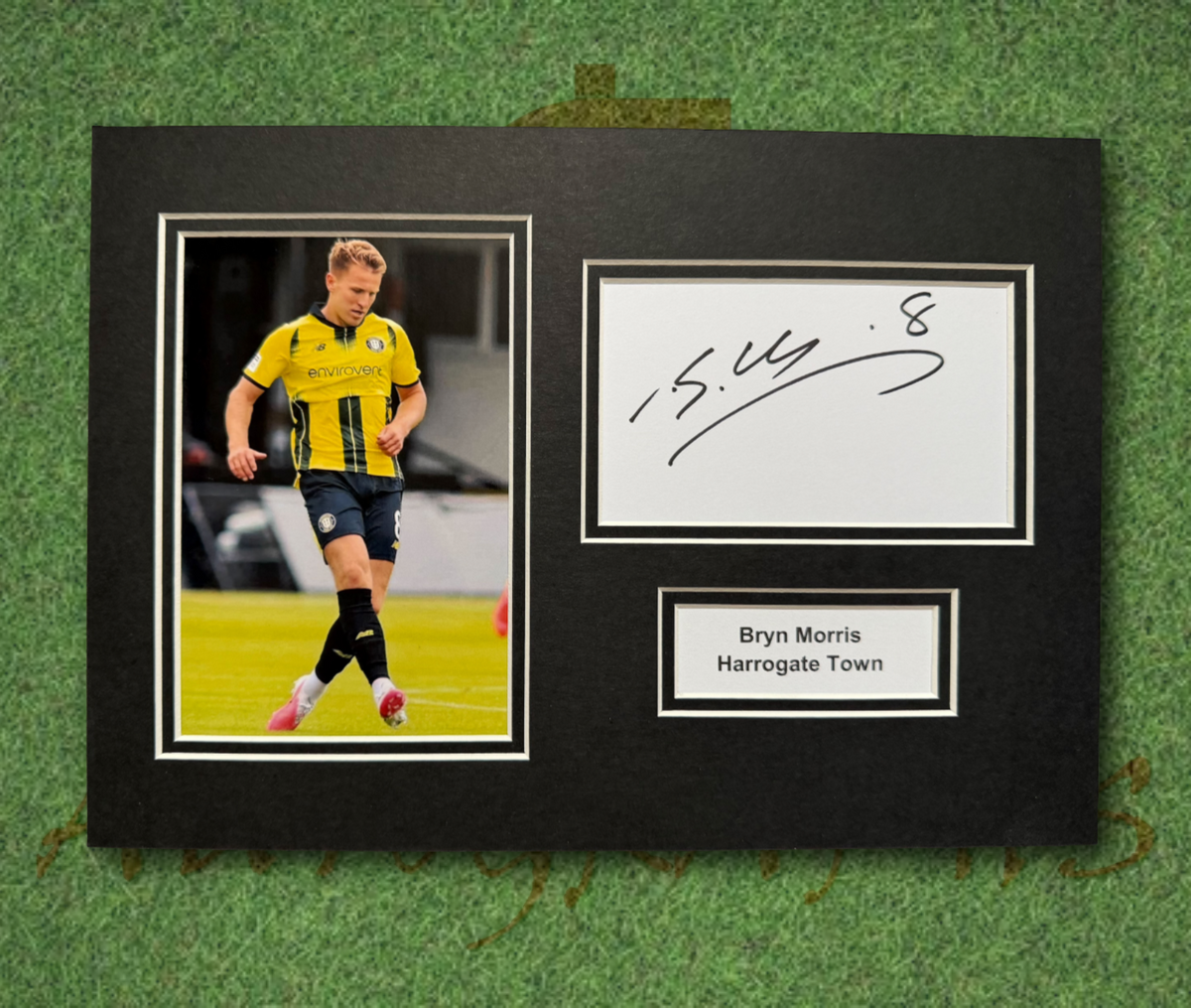 Bryn Morris Harrogate Town Signed Presentation Mount Display-ZCL Autographs