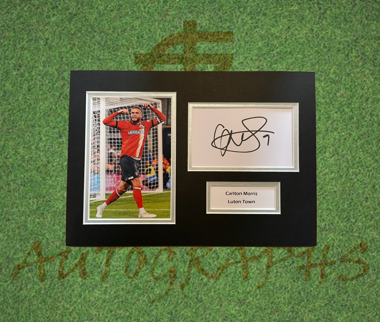 Carlton Morris Luton Town Football Club Signed Presentation Mount Display-Signed Presentation Display-ZCL Autographs-ZCL Autographs