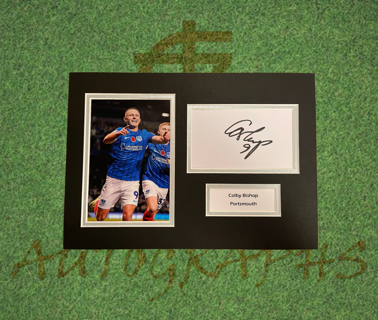 Colby Bishop Portsmouth Football Club Signed Presentation Mount Display-Signed Presentation Display-ZCL Autographs-ZCL Autographs