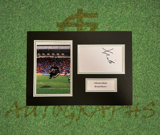Villiame Mata Bristol Bears Rugby Signed Presentation Mount Display