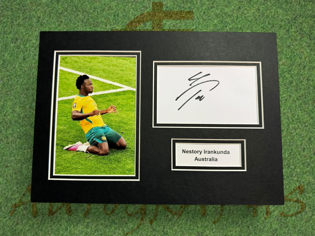 Nestory Irankunda Signed A4 White Card Mount - Australia