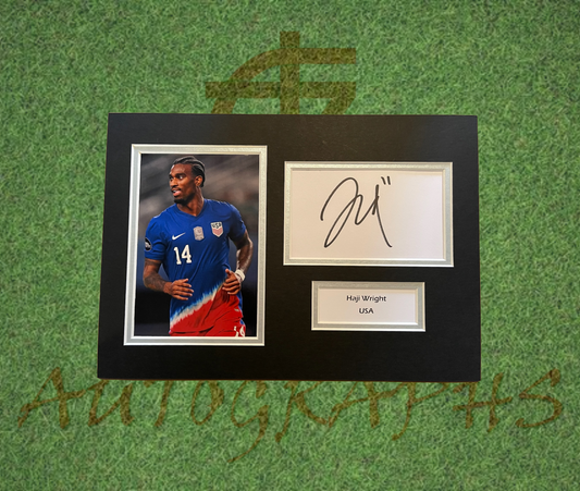 Haji Wright USA Football  Signed Presentation Mount Display