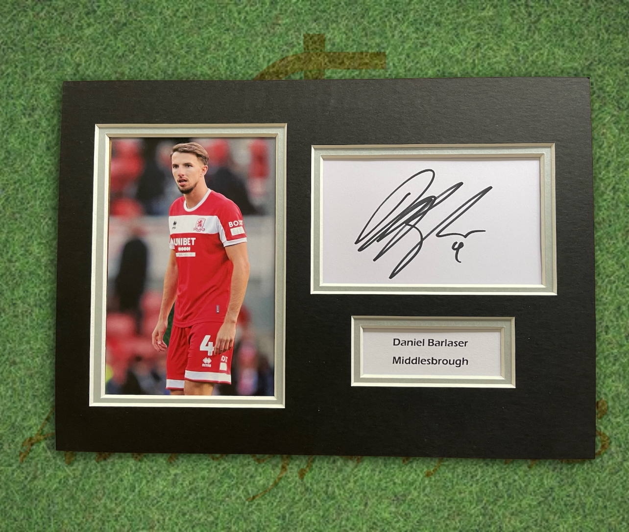 Daniel Barlaser Middlesbrough Football Club Signed Presentation Mount Display-Signed Presentation Display-ZCL Autographs-ZCL Autographs