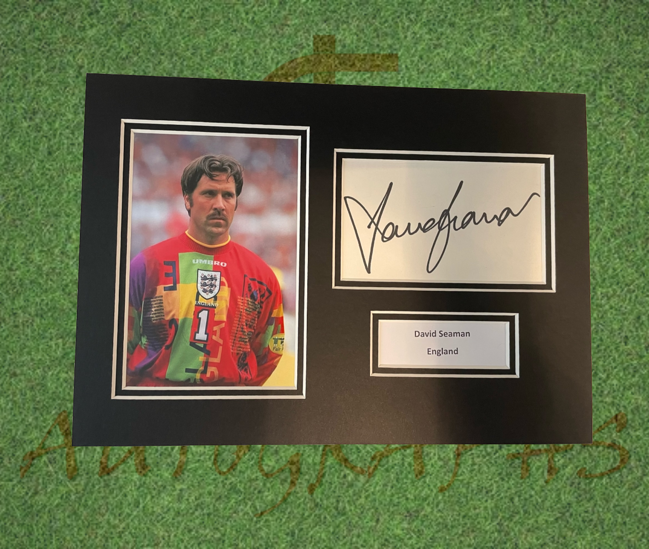 David Seaman Signed England Football Presentation Display Mount-Signed Presentation Display-ZCL Autographs-ZCL Autographs