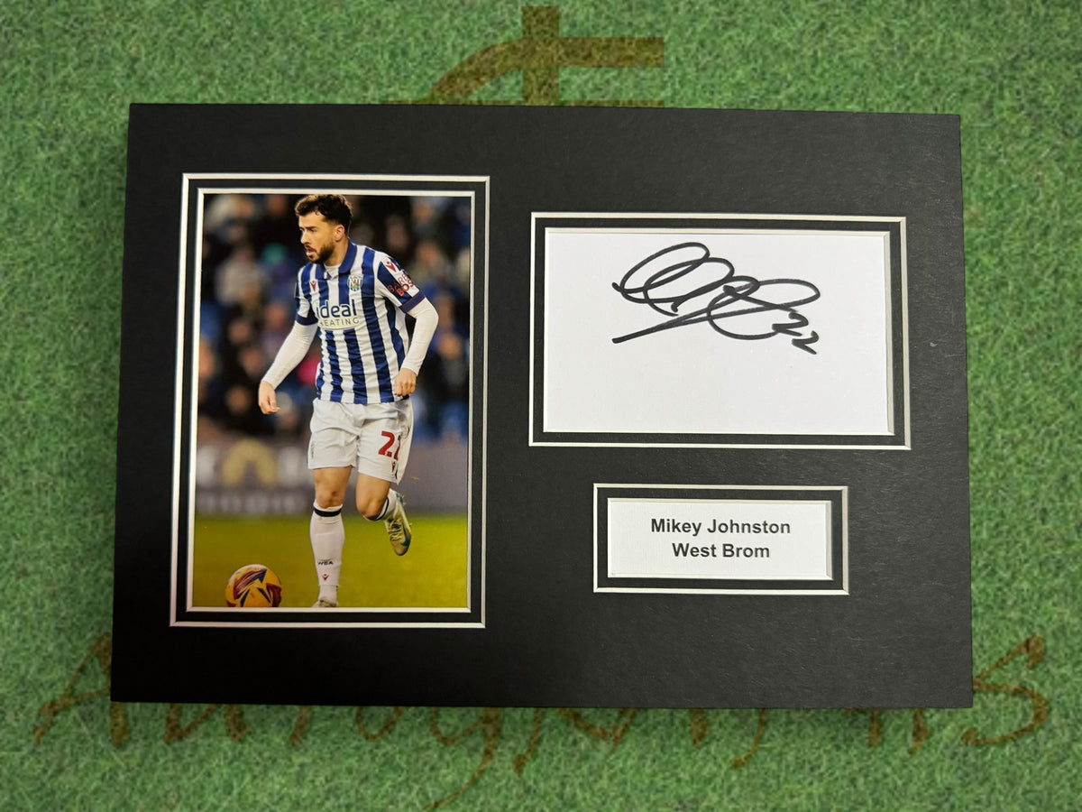 Mikey Johnston Signed A4 White Card Mount - WBA