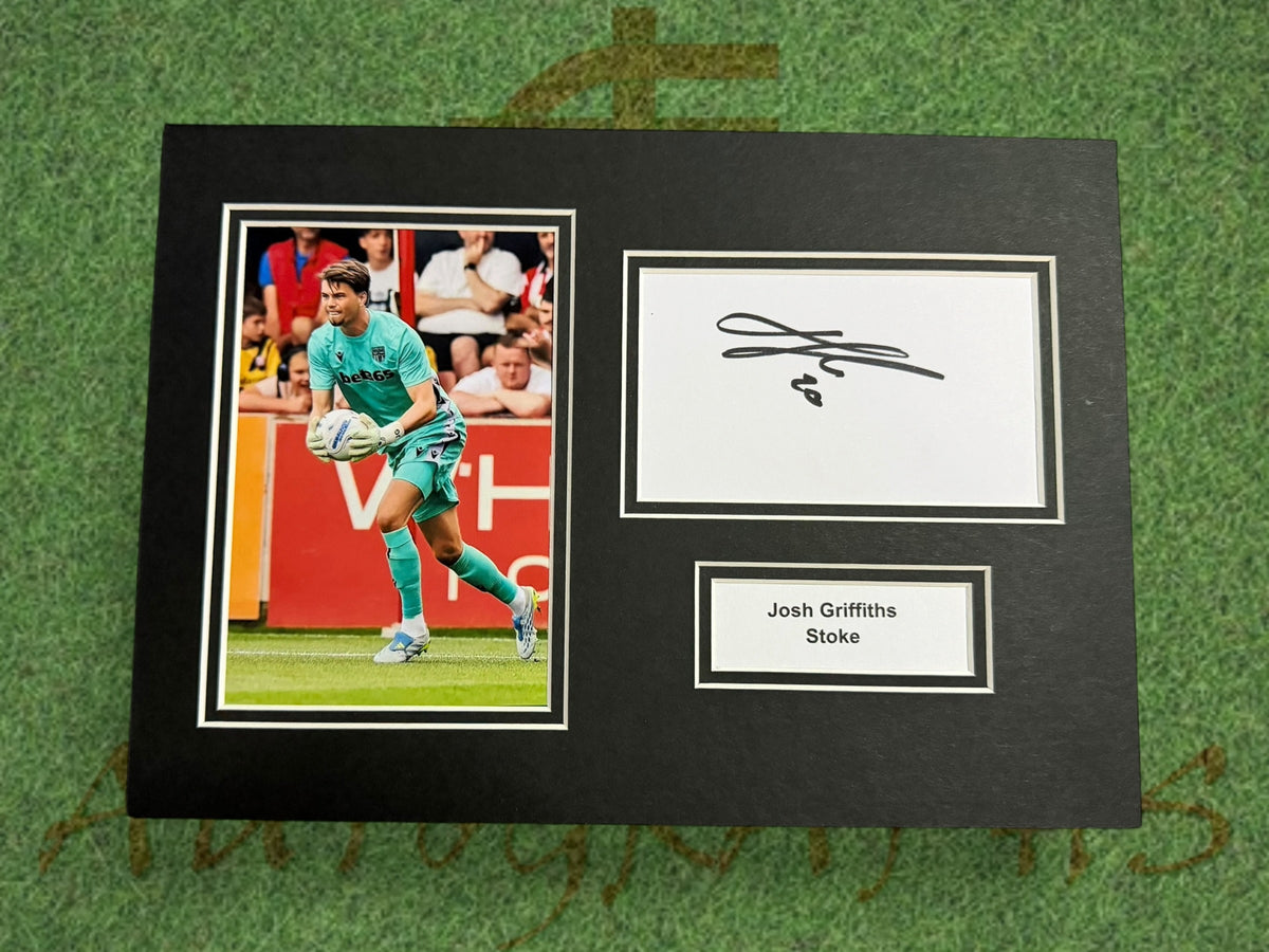 Josh Griffiths Signed A4 White Card Mount - Stoke