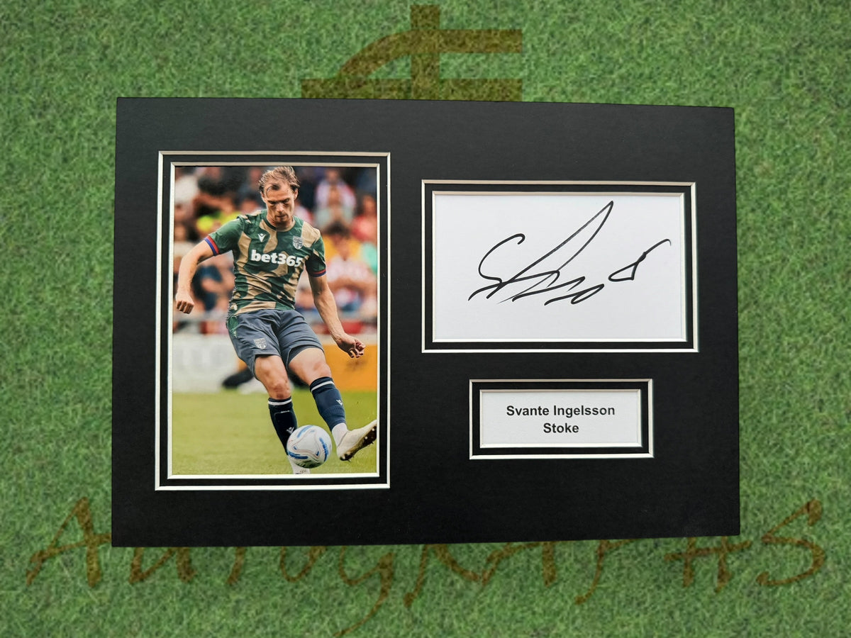 Svante Ingelsson Signed A4 White Card Mount - Stoke City