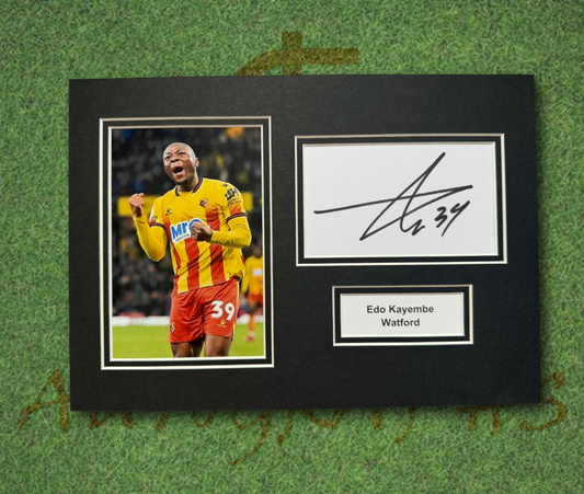 Edo Kayembe Watford Signed Presentation Mount Display-ZCL Autographs