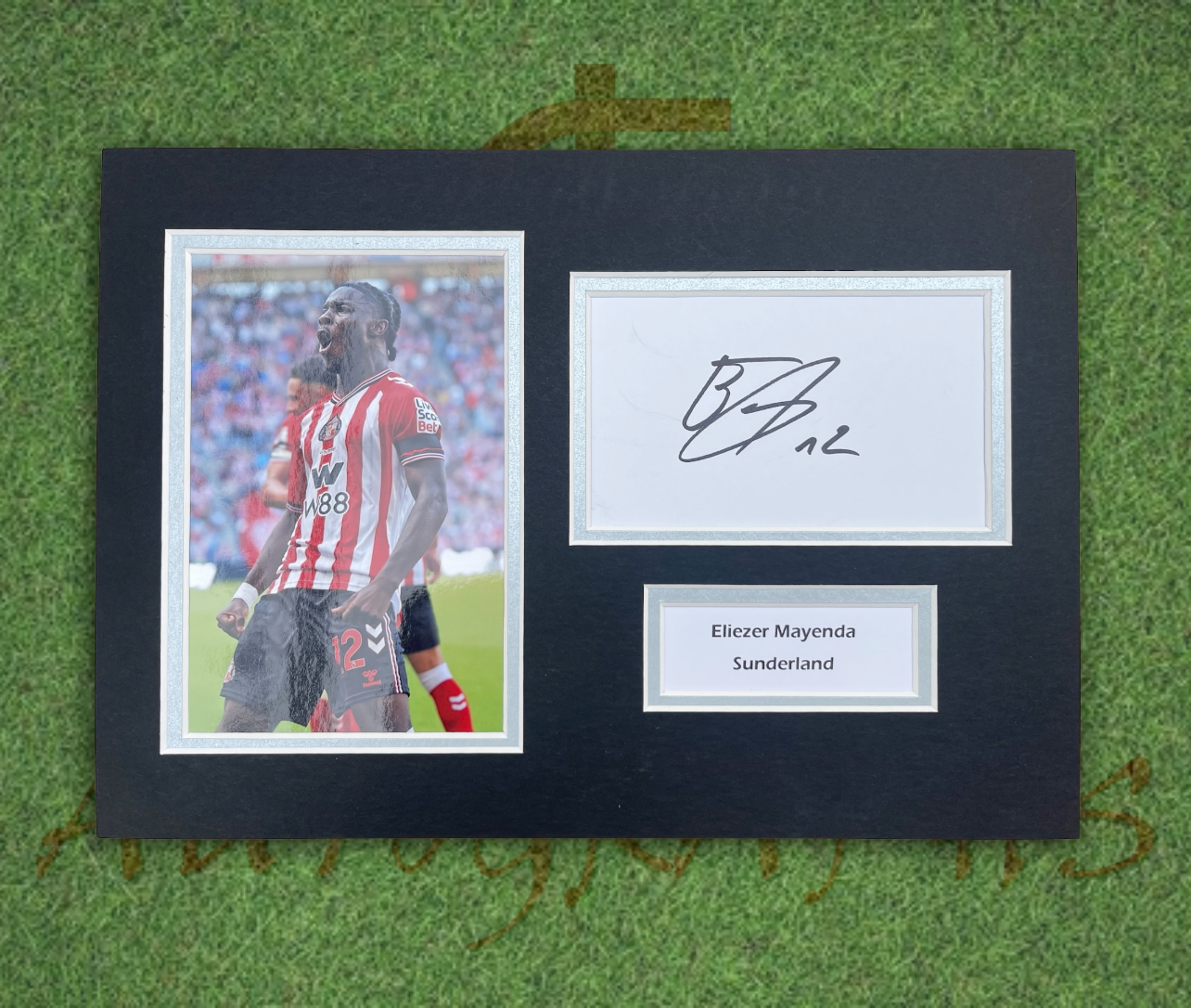 Eliezer Mayenda Sunderland AFC Football Club Signed Presentation Mount Display-Signed Presentation Display-ZCL Autographs-ZCL Autographs