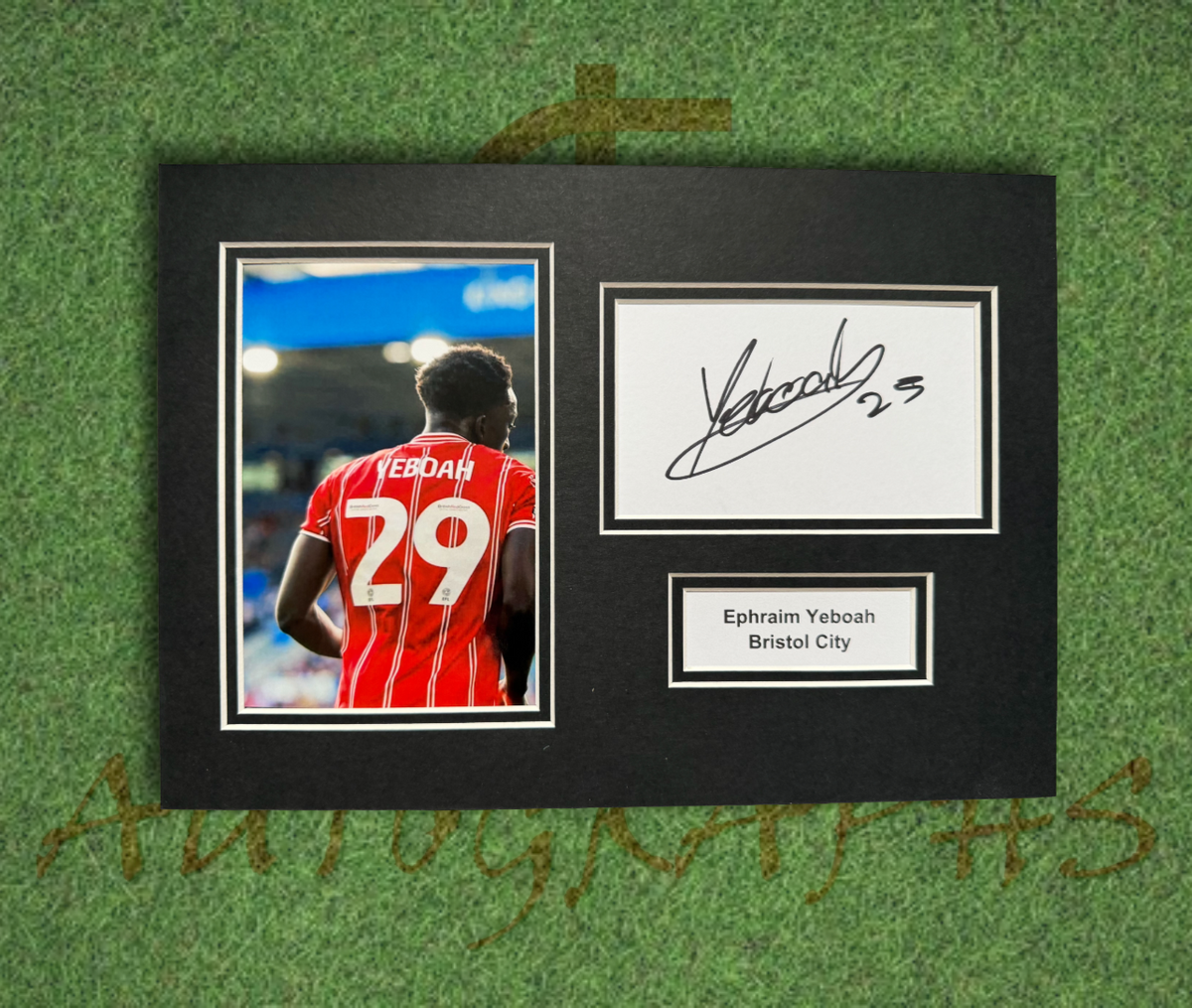 Ephraim Yeboah Bristol City Signed Presentation Mount Display-ZCL Autographs