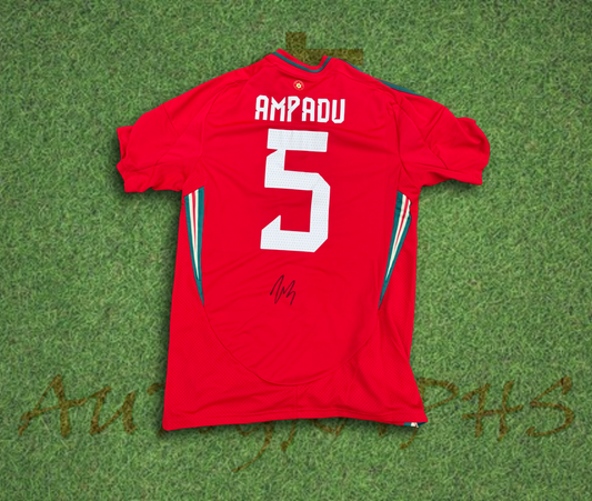 Ethan Ampadu Wales Signed 2024/25 Football Home Shirt