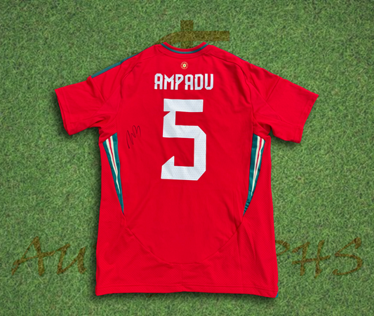 Ethan Ampadu Wales Signed 2024/25 Football Home Shirt 2
