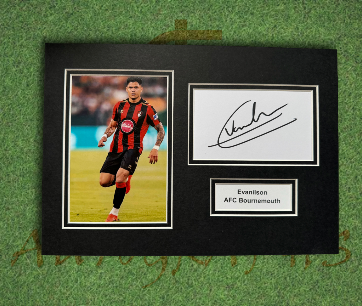 Evanilson AFC Bournemouth Signed Presentation Mount Display-ZCL Autographs