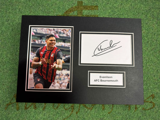 Evanilson Signed A4 White Card Mount - AFC Bournemouth-ZCL Autographs