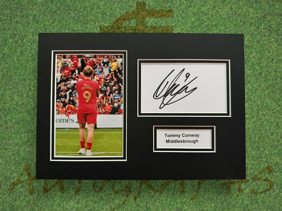 Tommy Conway Signed A4 White Card Mount - Middlesbrough