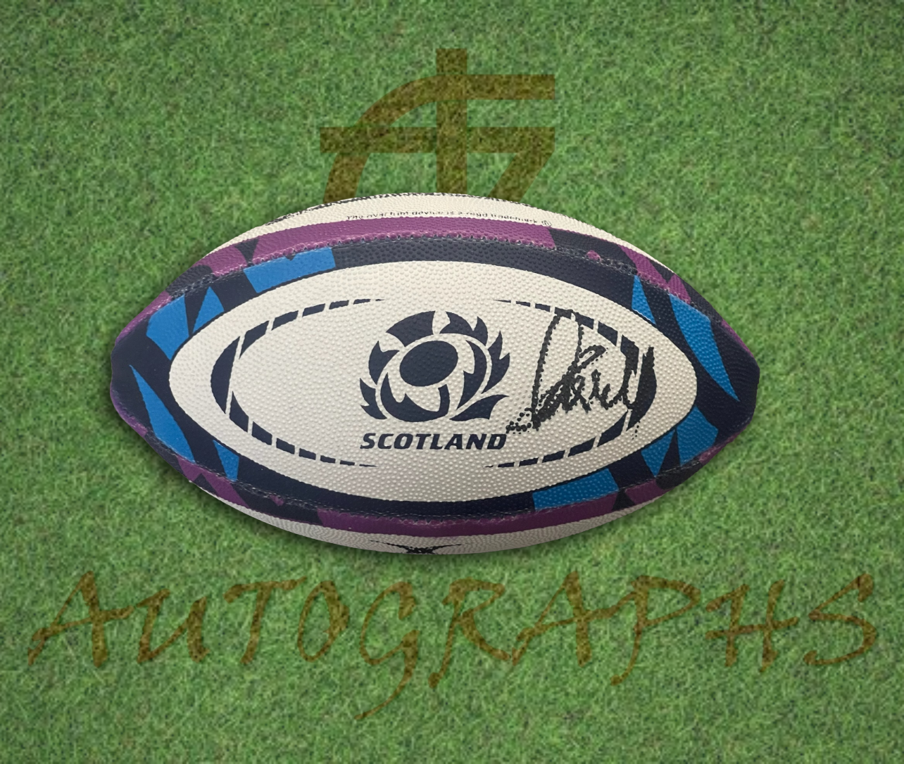 Finn Russell Signed Scotland Rugby Mini Ball Right 