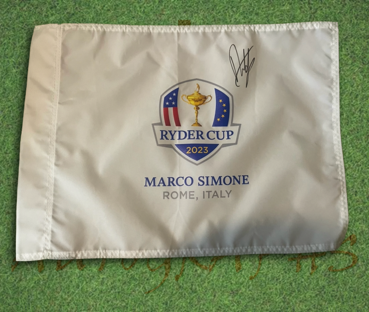 Francesco Molinari Signed 2023 Ryder Cup Flag-ZCL Autographs-1-ZCL Autographs