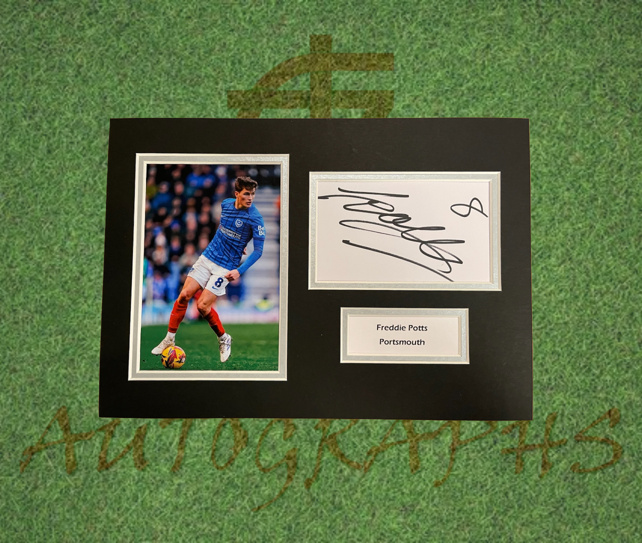 Freddie Potts Portsmouth Football club Signed Presentation Mount Displayl-Signed Presentation Display-ZCL Autographs-ZCL Autographs